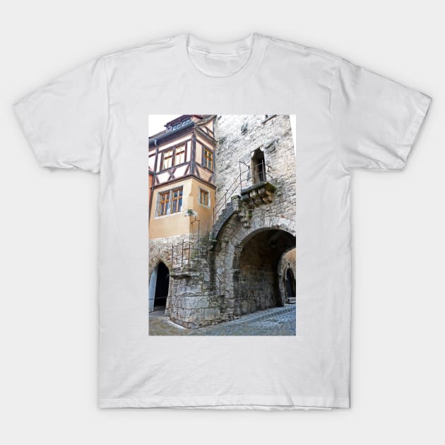 Stairway at Weisses Turm - Rothenburg od Tauber, Germany T-Shirt by Bierman9